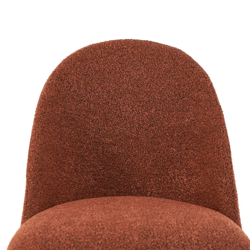 Lisbon dining chairs set of 2 in terracotta boucle fabric with black metal frame