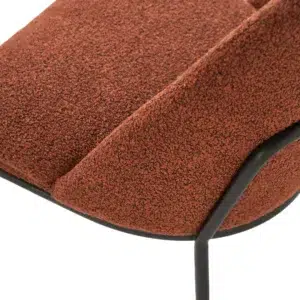 Lisbon dining chairs set of 2 terracotta boucle fabric modern high back chairs with black metal frame