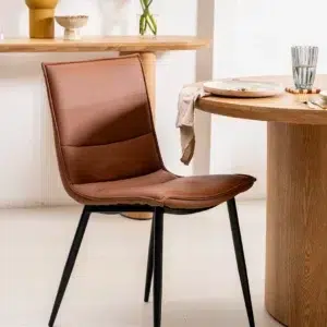 Tan Lawson dining chairs set of 2 with boucle fabric and black steel frame modern dining seating