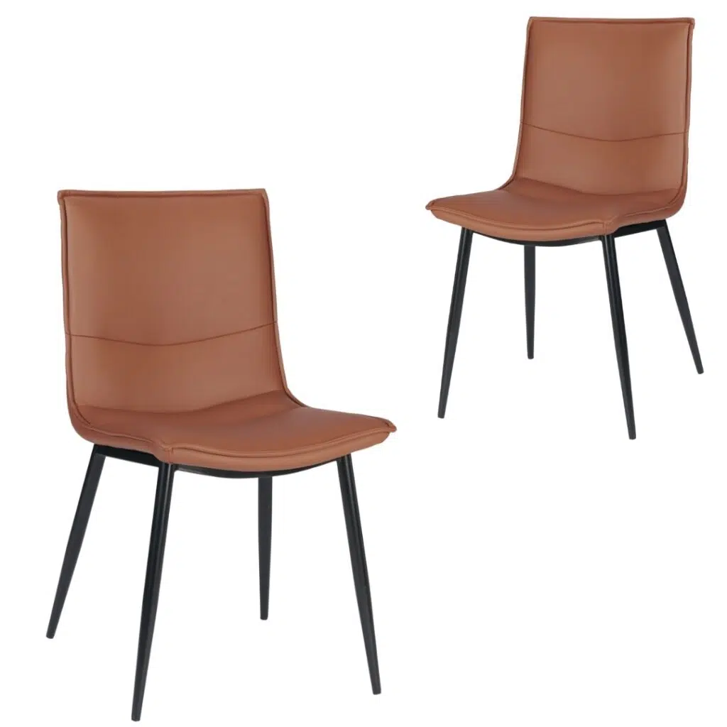 Tan Lawson dining chairs set of 2 with modern frame and padded seat for contemporary dining room