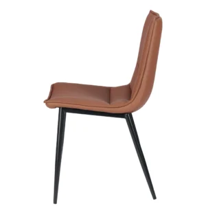 Tan Lawson dining chairs set of 2 with padded seat and black steel frame modern style