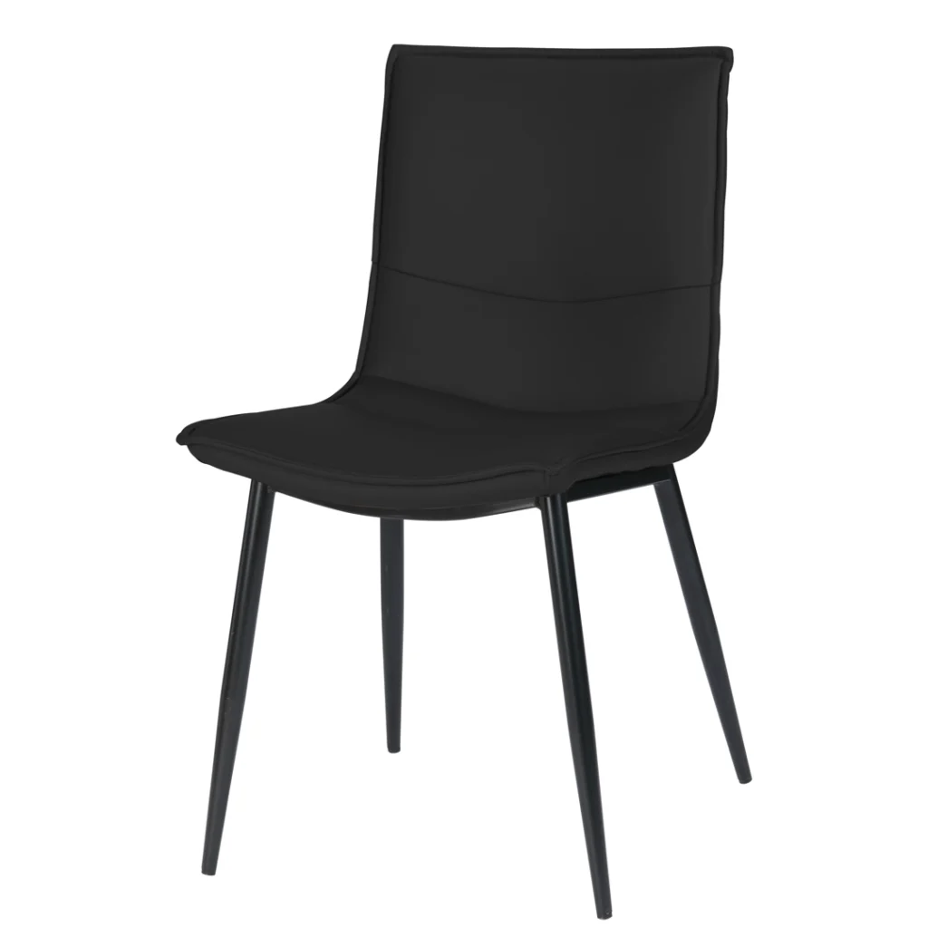 Black dining chairs set of 2 with boucle fabric and steel frame modern design
