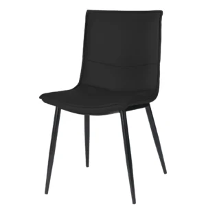 Black dining chairs set of 2 with boucle fabric and steel frame modern design