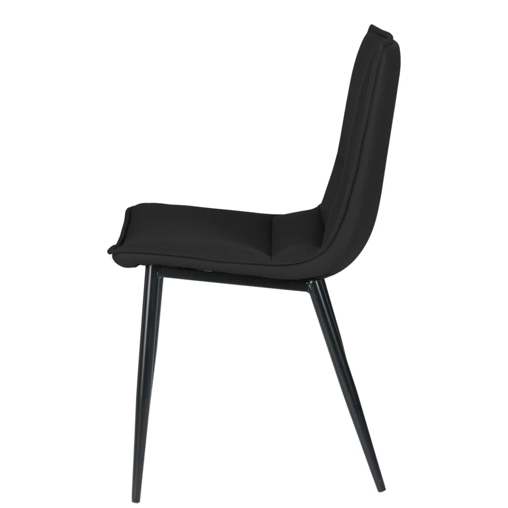 Black dining chairs set of 2 with boucle fabric and steel frame modern design