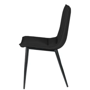 Black dining chairs set of 2 with boucle fabric and steel frame modern design