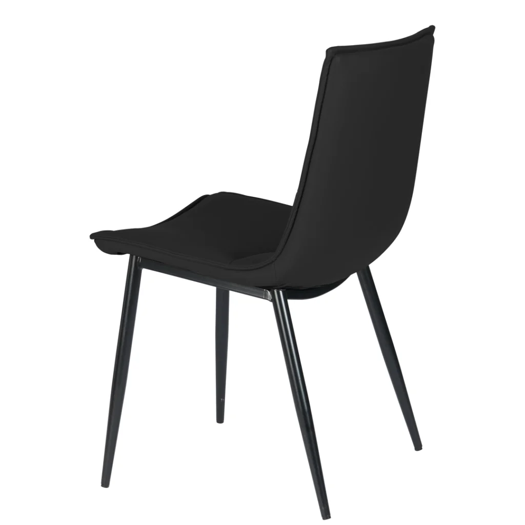 Black dining chairs set of 2 with boucle fabric and steel frame modern design