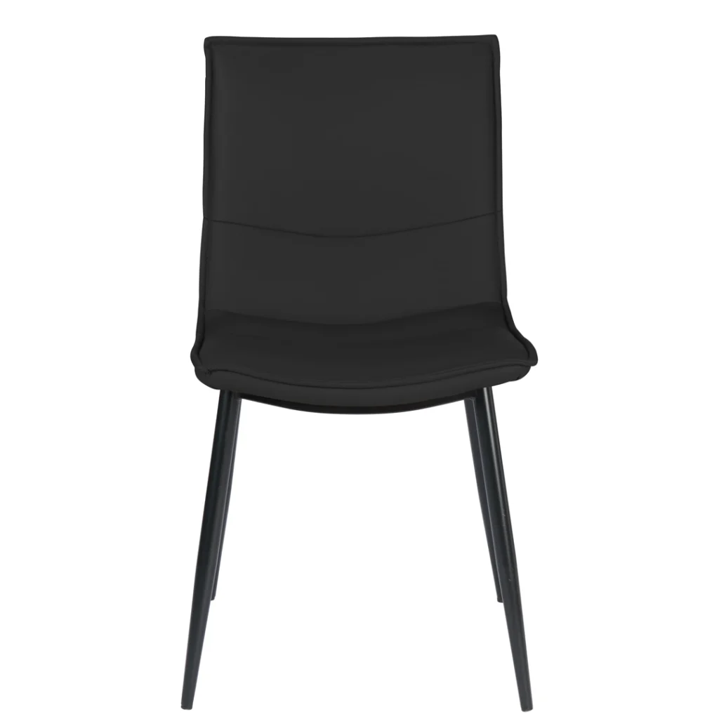 Black dining chairs set of 2 with boucle fabric and steel frame modern design