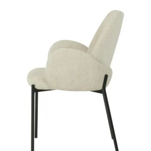 Oat Lyon dining chairs set of 2 with knitted fabric and black metal frame