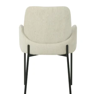 Lyon Oat Dining Chairs Set of 2 with Black Metal Frame and Knitted Fabric Seat