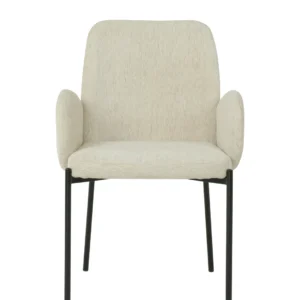 Lyon Oat Dining Chairs Set of 2 with Black Metal Frame and Knitted Fabric Upholstery