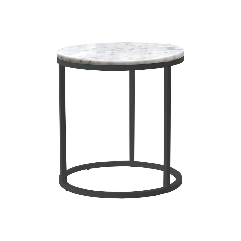 Leonardo round marble side table with sleek metal base for modern interiors