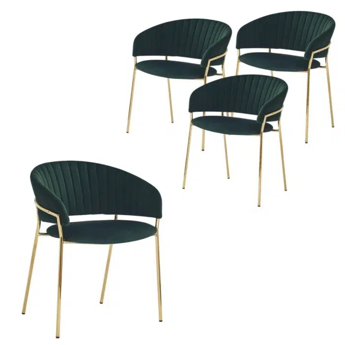 Lex Dining Chair – Green Velvet(Set of 4)