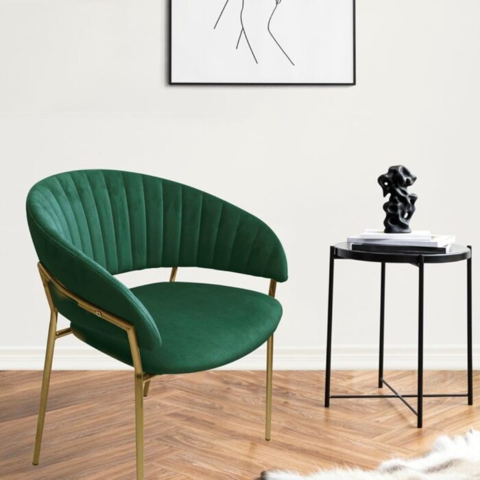 Lex dining chair green velvet set of 4 stylish brass legs comfortable seating