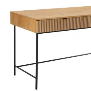 Linjer entertainment unit with elegant oak finish black metal accents and ample storage