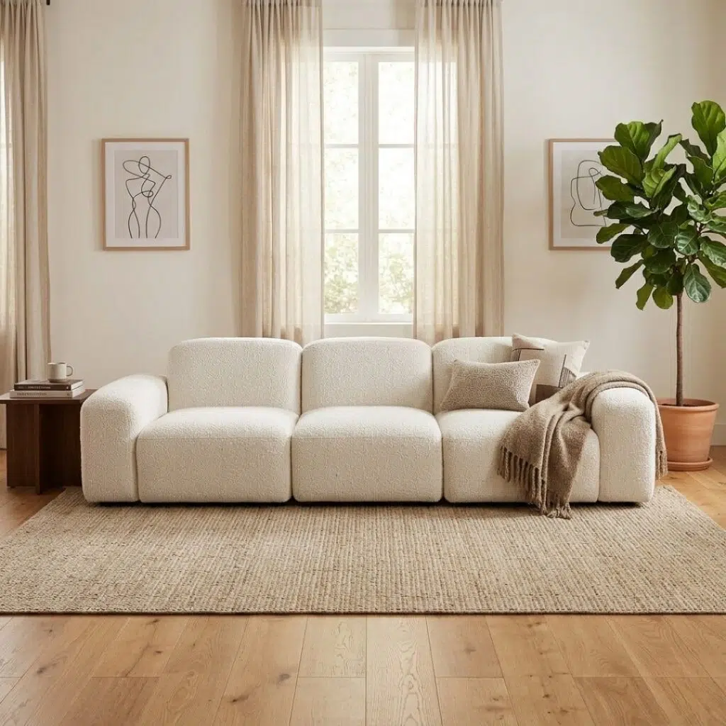 Luma 3 Seater Modular Sofa in Pixel White for modern living rooms