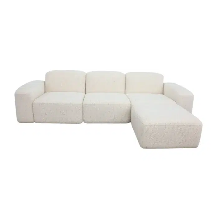 Luma 3 Seater Modular Sofa with Ottoman – Pixel White