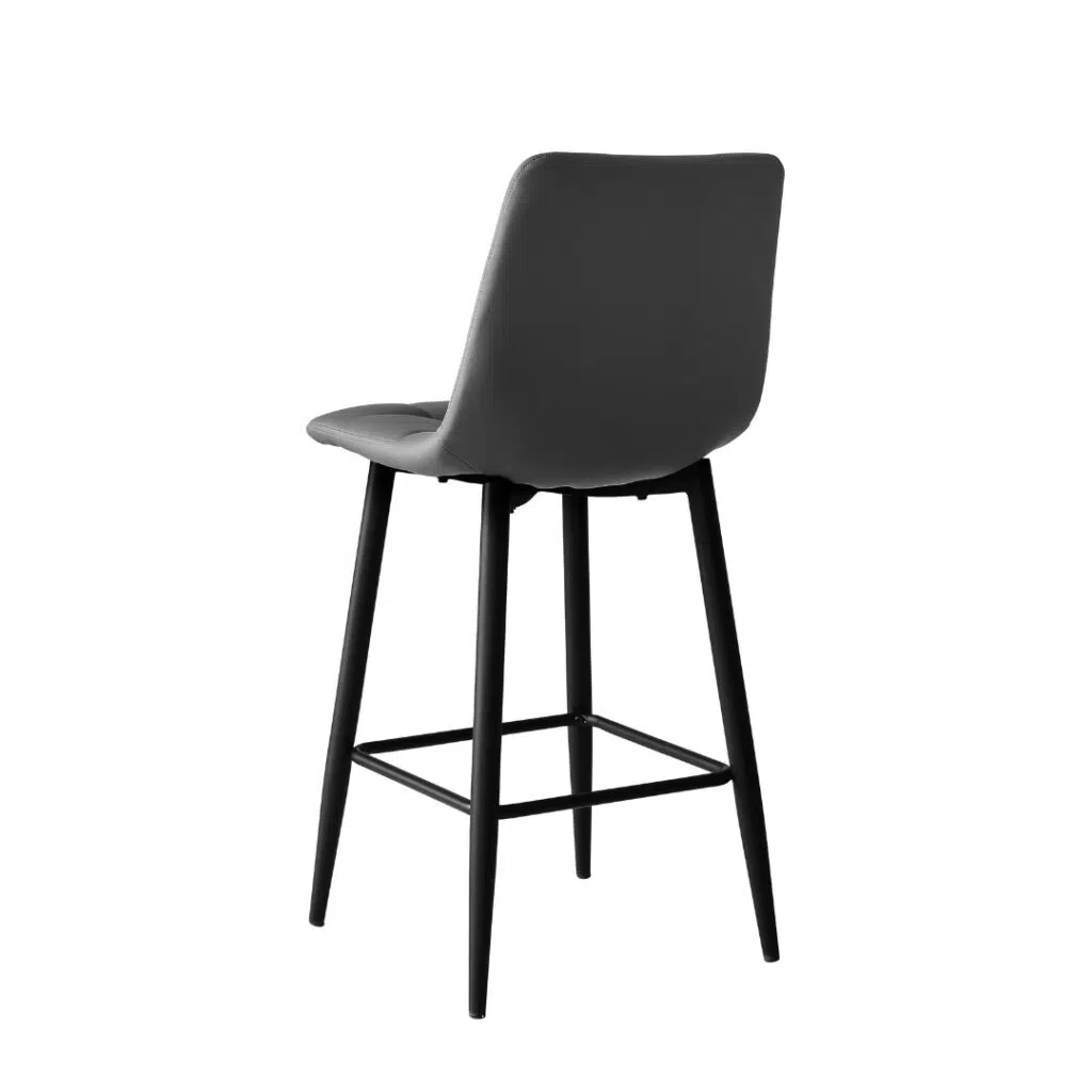 Grey Macy Bar Stools Set of 2 with Metal Frame and Faux Leather Seat for Kitchen or Bar
