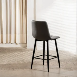 Grey Macy bar stools set of 2 with metal frame and faux leather seat for kitchen or bar