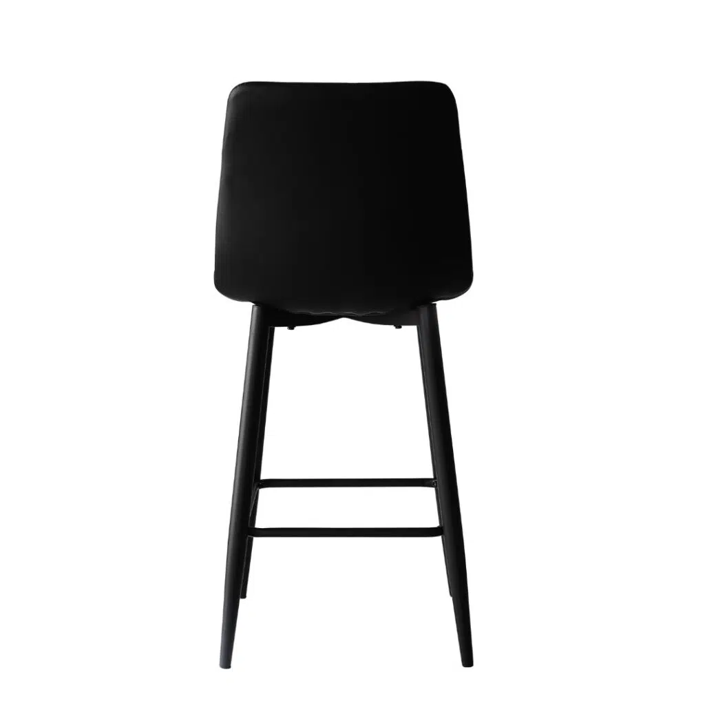 Black Macy bar stools set of 2 with faux leather seat and metal frame for kitchen island