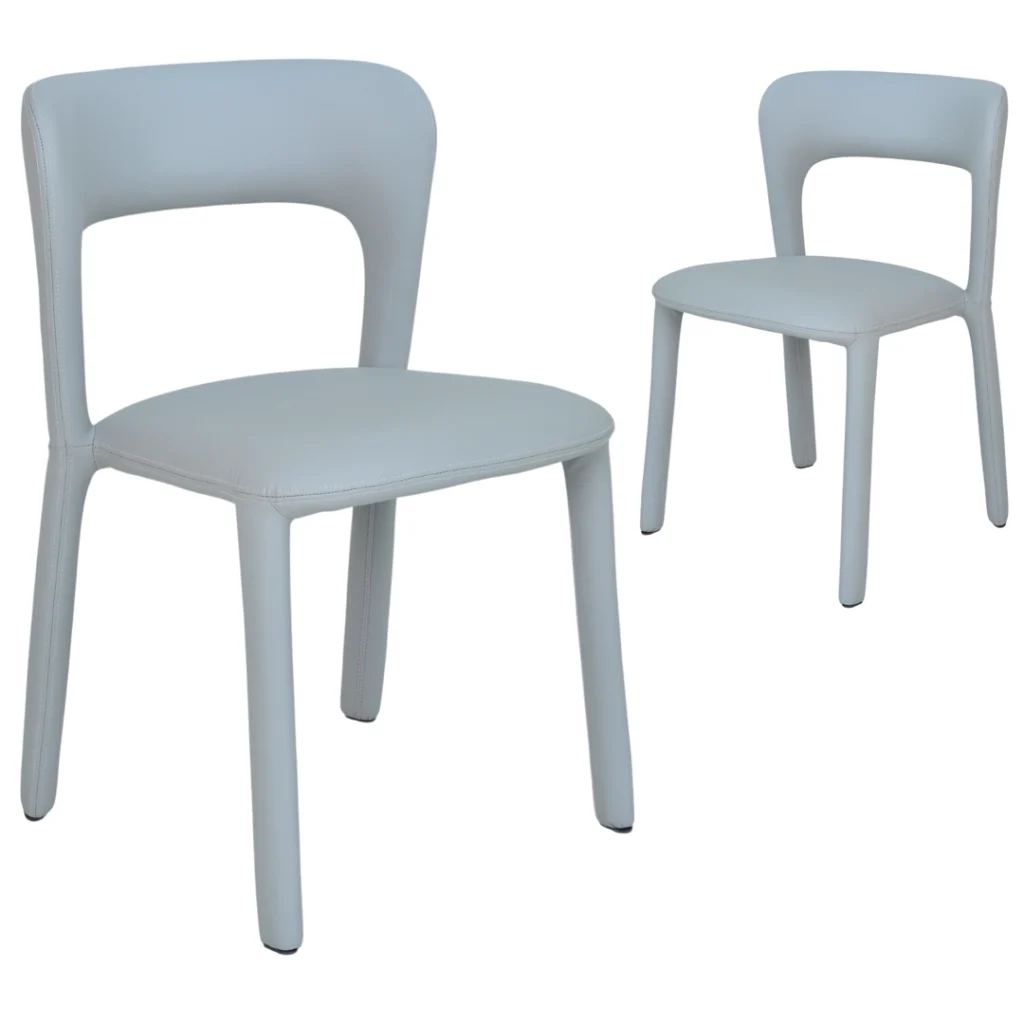 Grey eco-leather dining chairs set of 2 with minimalist design and ergonomic support