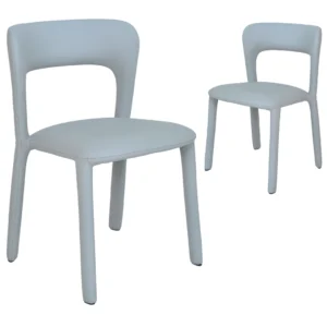 Grey eco-leather dining chairs set of 2 with minimalist design and ergonomic support