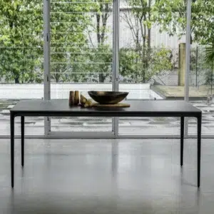 Magnate Grey Stone Ceramic Dining Table with Aluminum Frame for Indoor Outdoor Use