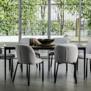 Magnate Grey Stone Ceramic Dining Table with Aluminum Frame for Indoor Outdoor Use