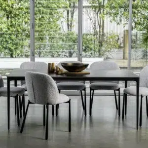 Magnate Grey Stone Ceramic Dining Table with Aluminum Frame for Indoor Outdoor Use