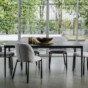 Magnate Grey Stone Ceramic Dining Table with Aluminum Frame for Indoor Outdoor Use