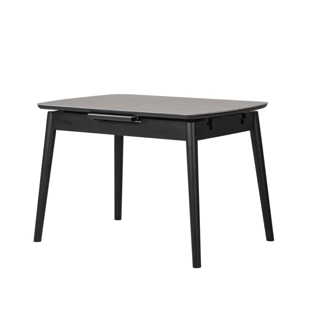 Mila Greystone Ceramic Extension Dining Table 120-160cm with Rubberwood Frame