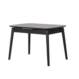 Mila Greystone Ceramic Extension Dining Table 120-160cm with Rubberwood Frame