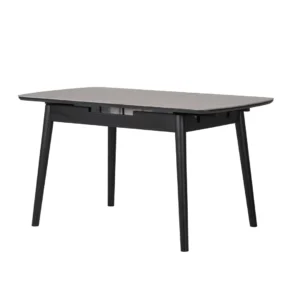 Mila Greystone Ceramic Extension Dining Table 120-160cm with Rubberwood Frame