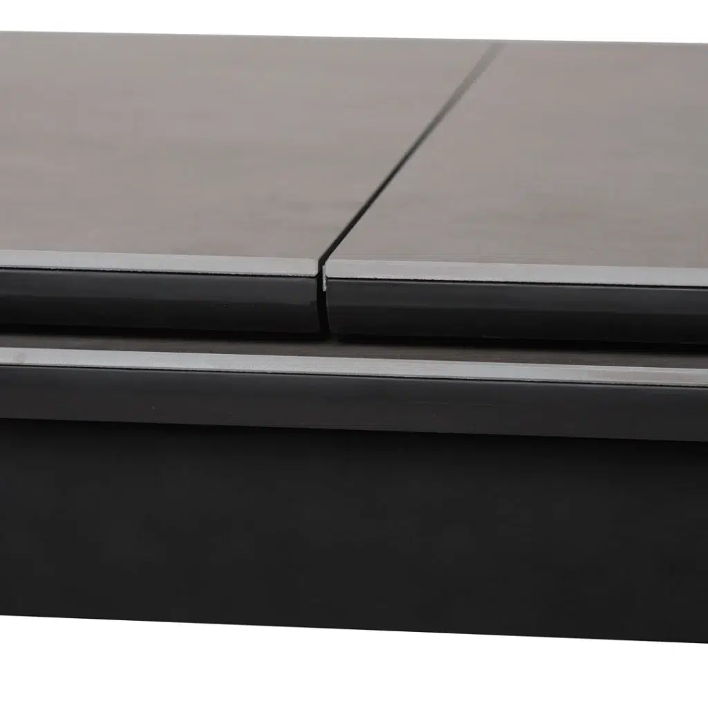 Mila Greystone Ceramic Extension Dining Table 120-160cm with Rubberwood Frame