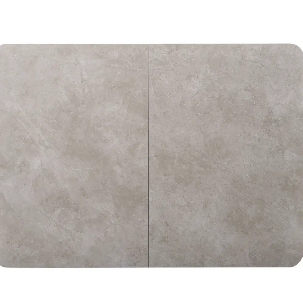 Mila Greystone Ceramic Extension Dining Table 120-160cm with Rubberwood Frame