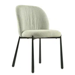 Miya Dining Chair Oyster White Set of 2 with boucle fabric and black metal frame