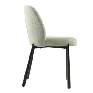 Miya Dining Chair Oyster White Set of 2 with boucle fabric and black metal frame