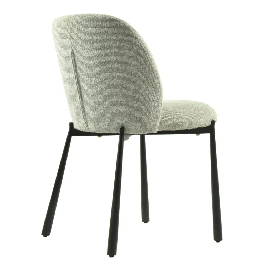 Miya Dining Chair Oyster White Set of 2 with boucle fabric and black metal frame