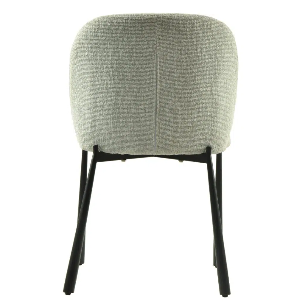 Oyster White Boucle Dining Chair Set of 2 with Black Metal Frame