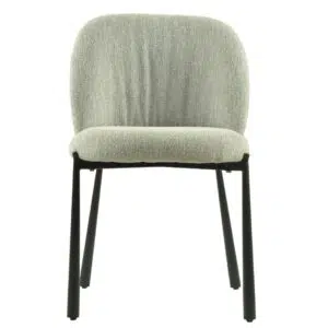 Miya Dining Chair Oyster White Set of 2 with Boucle Fabric and Black Metal Frame