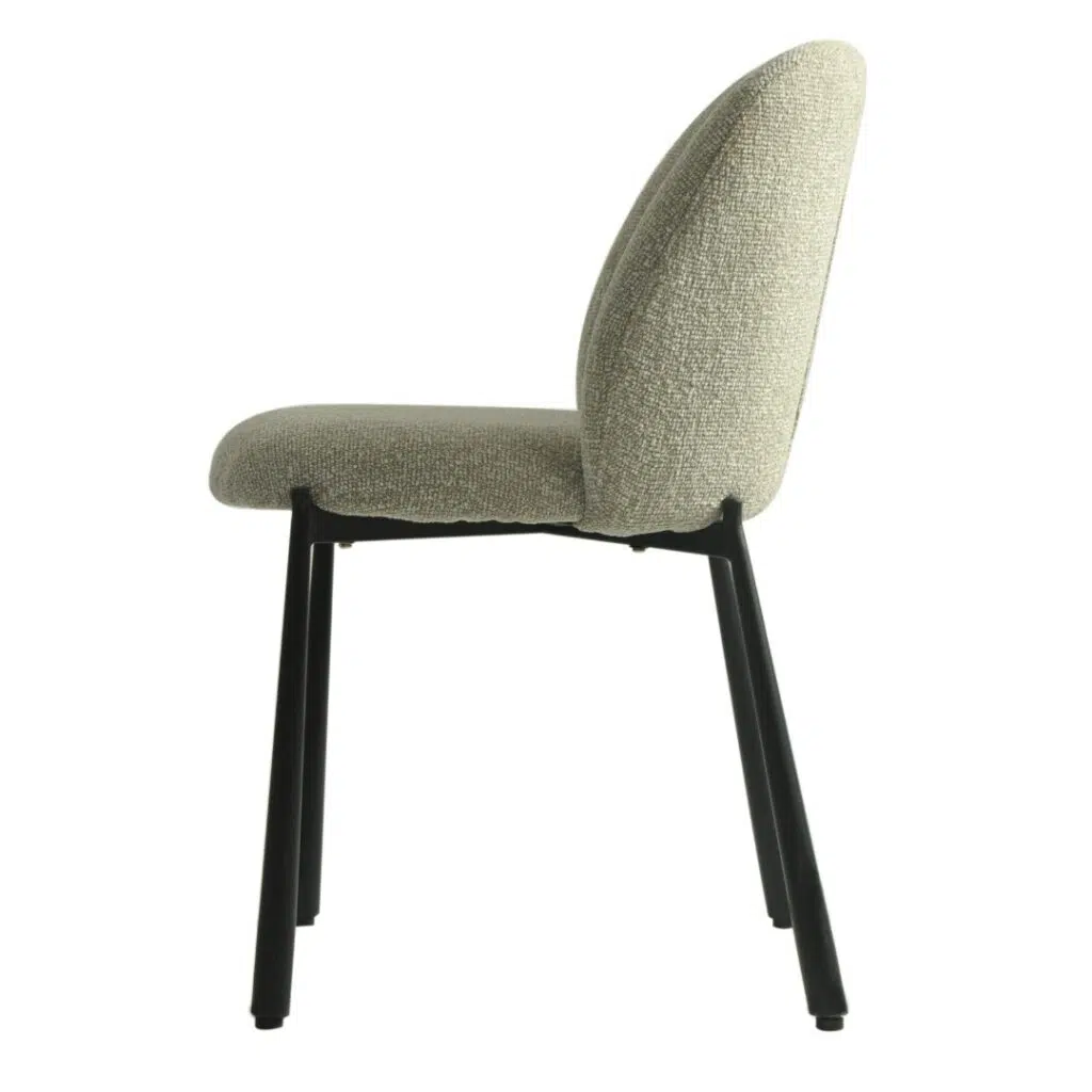 Miya Dining Chair Sand Set of 2 with black metal frame and textured fabric upholstery