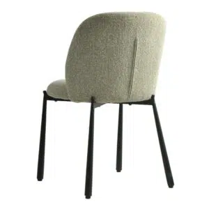 Miya Dining Chair Sand Set of 2 with black metal frame and textured neutral fabric upholstery