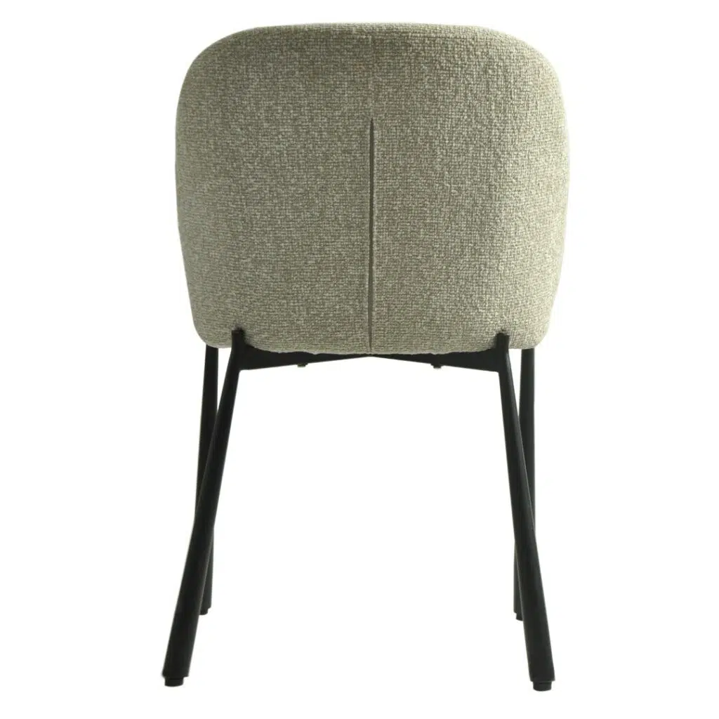 Miya Dining Chair Sand Set of 2 with black metal frame and textured neutral fabric upholstery