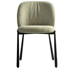 Miya Dining Chair Sand Set of 2 with black metal frame and textured fabric upholstery