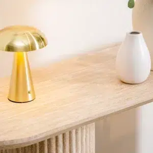 Milos Limestone Console Table with travertine finish for modern living room or entryway