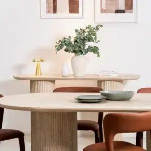 Milos Limestone Console Table with travertine finish for modern living room or entryway