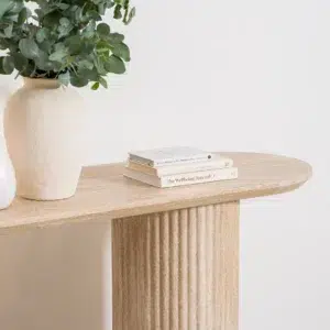 Milos Limestone Console Table with travertine finish for modern living room or entryway