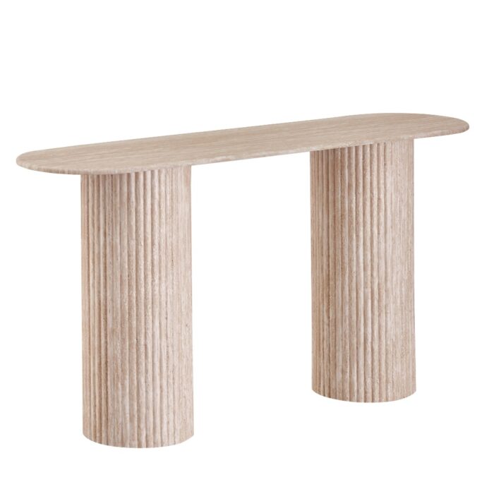 Milos Limestone Console Table with travertine finish for modern living room or entryway