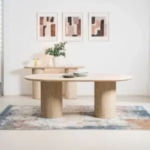 Milos Limestone Console Table with travertine finish for modern living room or entryway