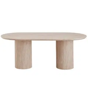 Milos Limestone Dining Table with travertine finish, 200cm x 100cm, modern MDF design for 6-8 seats