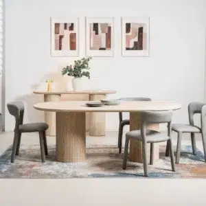 Milos Limestone Dining Table with travertine finish 200cm wide for 6-8 people